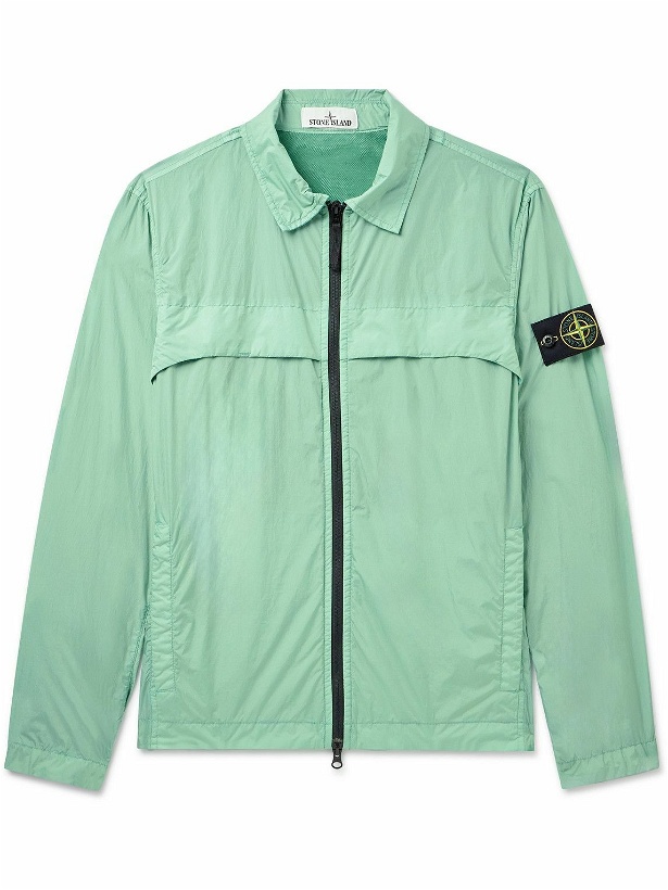 Photo: Stone Island - Logo-Appliquéd Garment-Dye Crinkle Reps Nylon Overshirt - Green