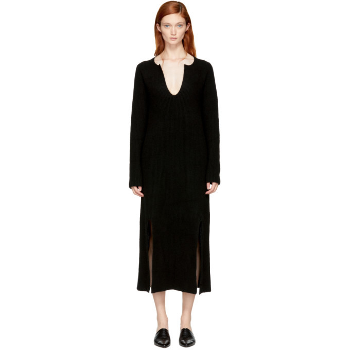 Rosetta Getty Black Cashmere Slit Front Sweater Dress Rosetta Getty