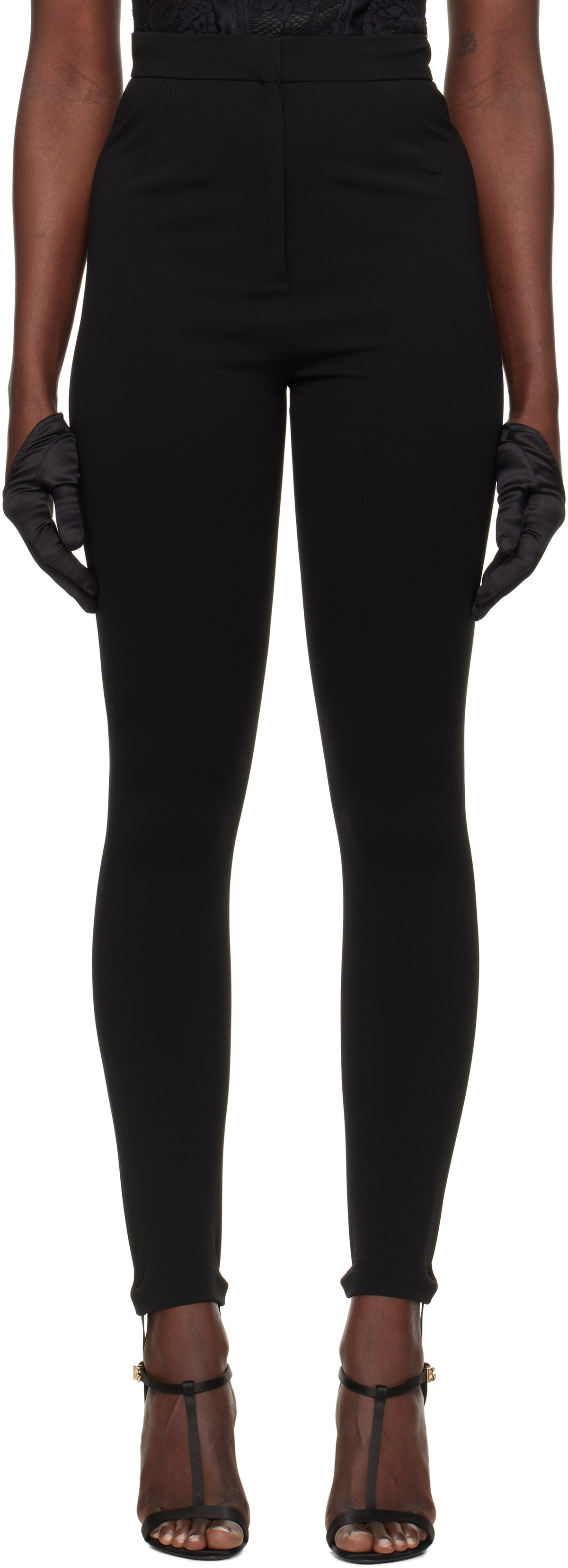 Dolce & Gabbana Black Nylon Leggings Stretch Pants main image 1
