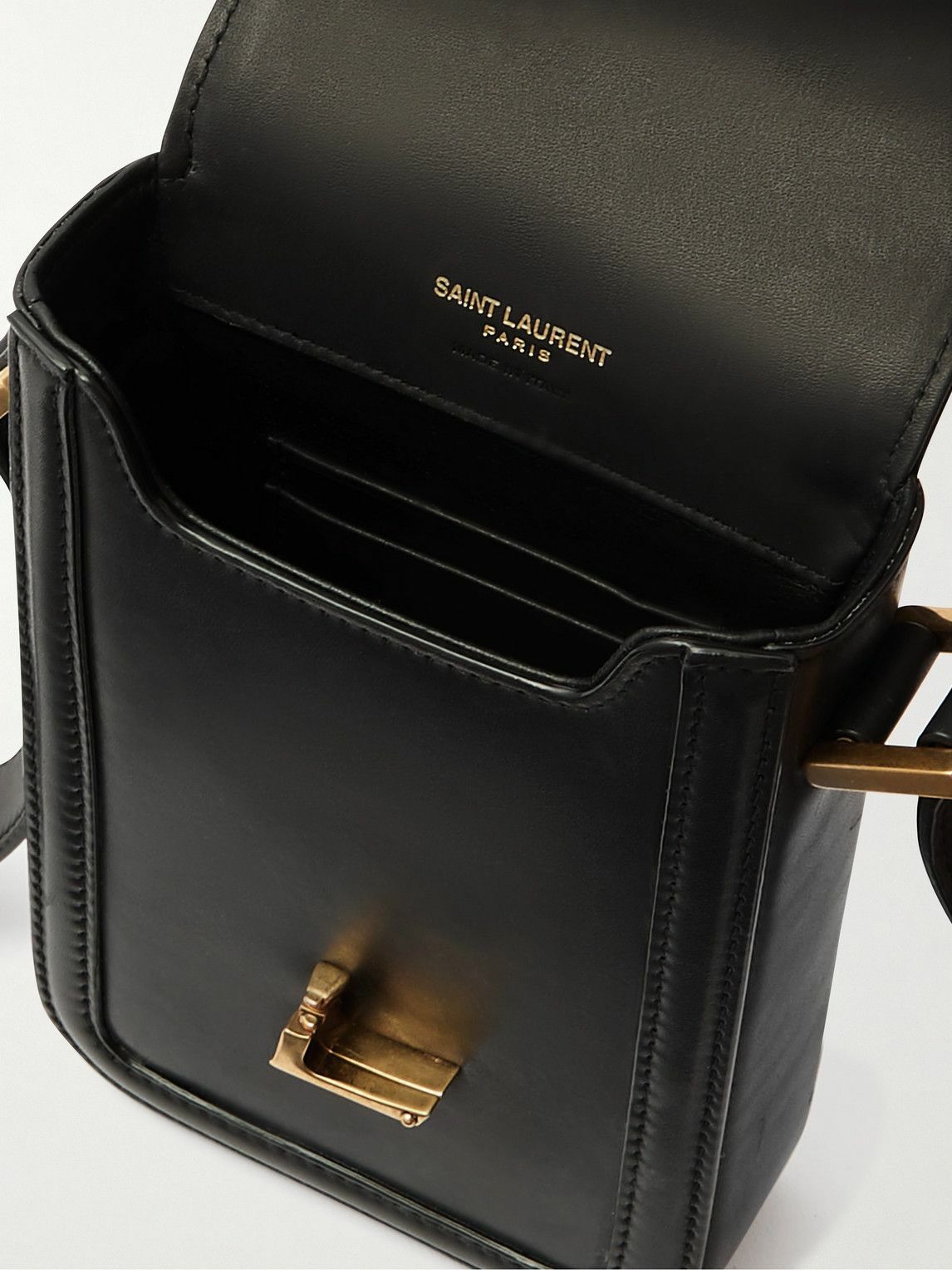 SAINT LAURENT - Solferino Mini Logo-Embellished Leather