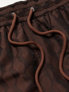 Frescobol Carioca - Rio Straight-Leg Mid-Length Recycled Jacquard Swim Shorts - Brown