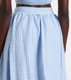 Bananhot Alba gingham cotton poplin midi skirt
