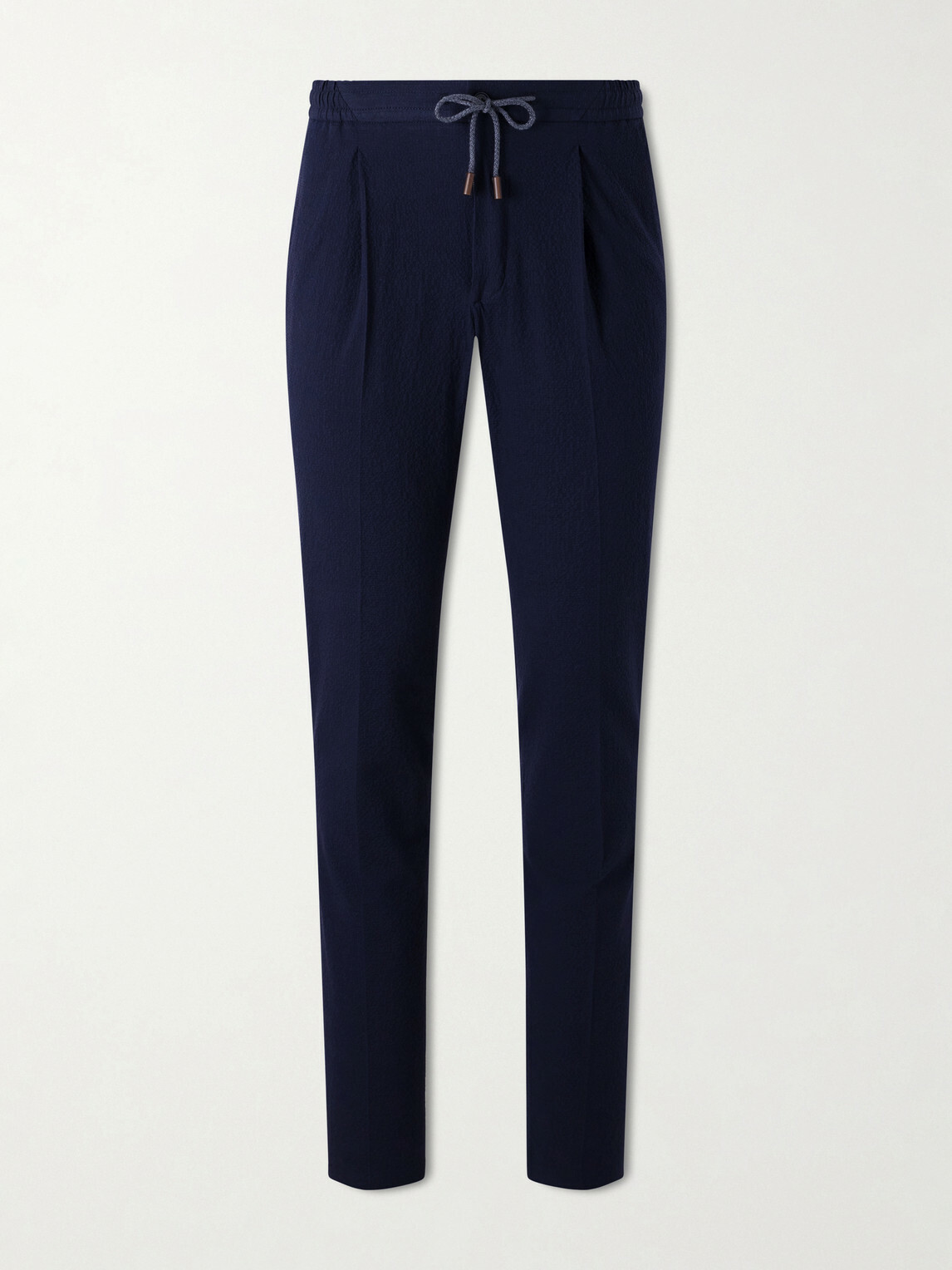 Slowear - Tapered Cotton-Blend Seersucker Trousers - Blue