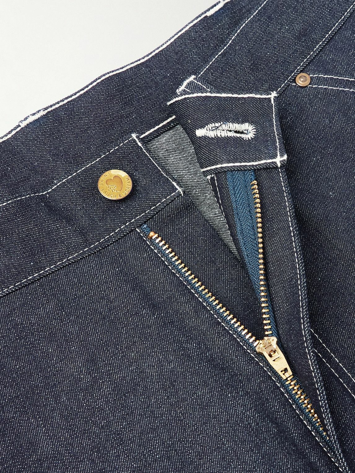 SAINT MXXXXXX - Straight-Leg Logo-Appliquéd Denim Shorts - Blue