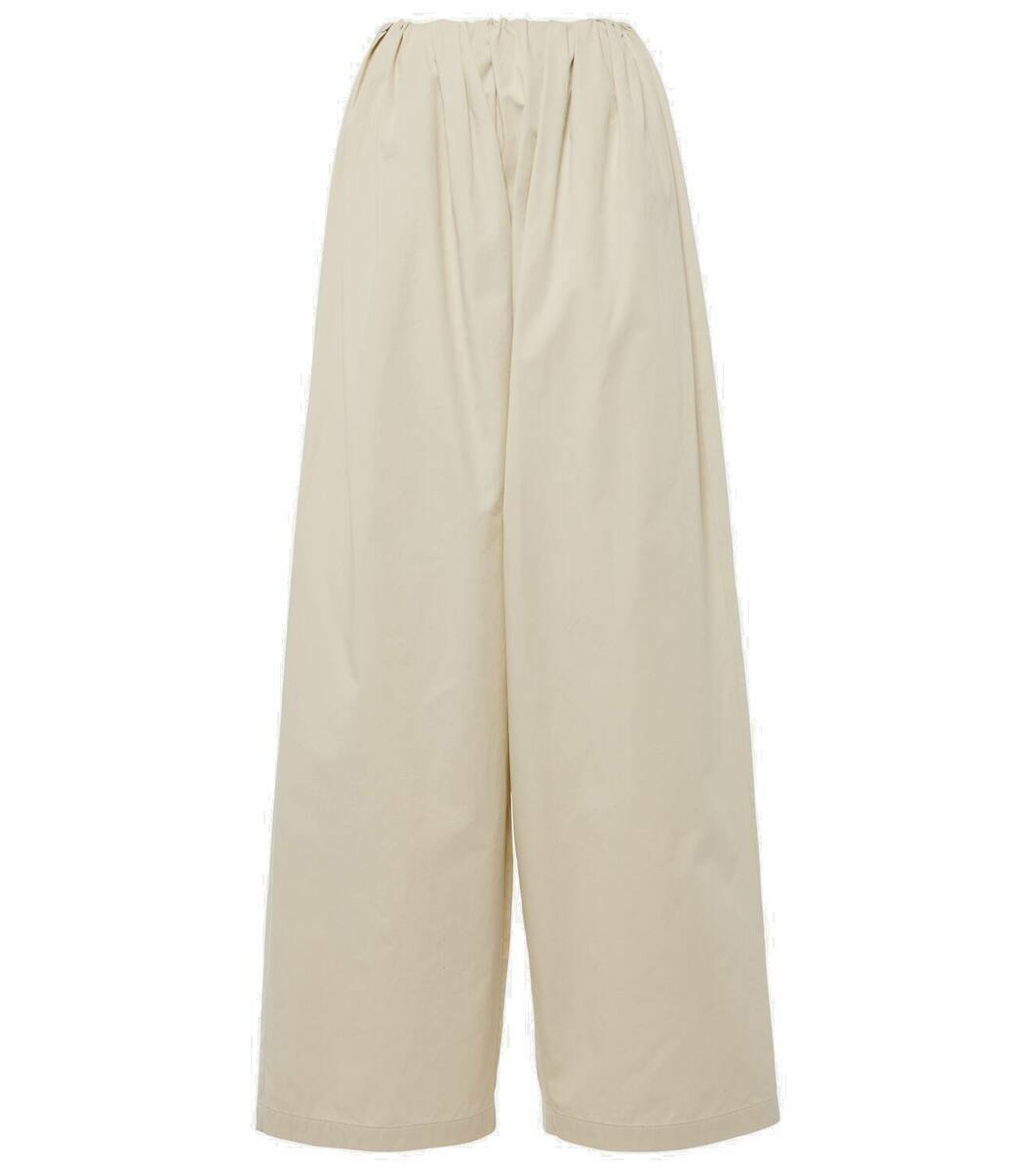 【送料&関税込】Maison Margiela Viscosa Blend Wide-leg Pant Wide-leg cotton and linen canvas pants in blue - Maison