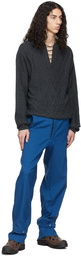 Kiko Kostadinov Blue Haidu Hem Trousers