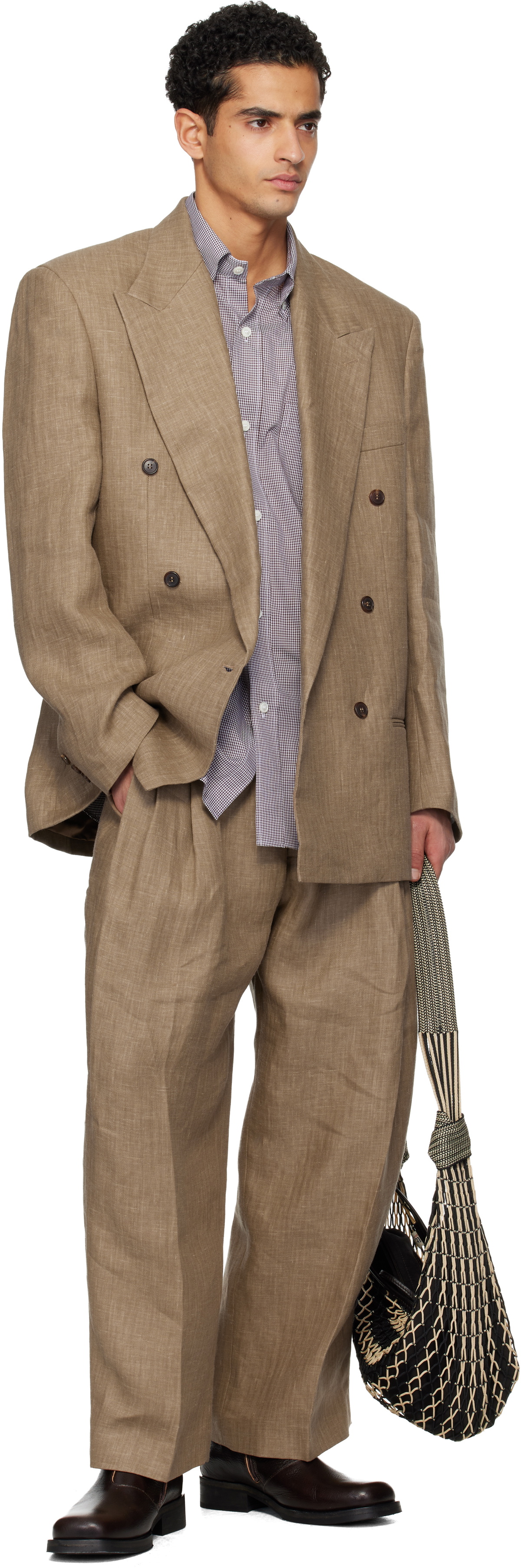 Hed Mayner Brown Linen Trousers Hed Mayner