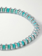 Mikia - Silver, Hematite and Turquoise Beaded Bracelet - Blue