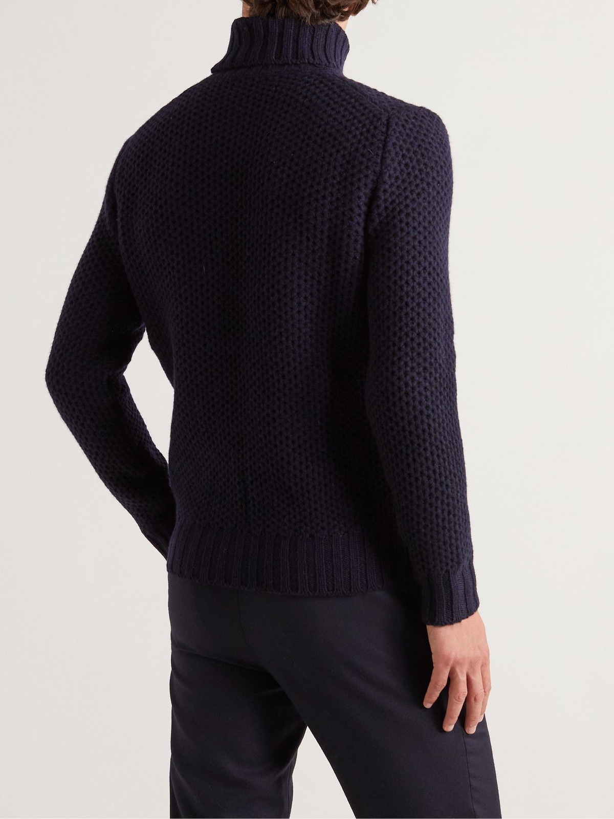 MP Massimo Piombo - Waffle-Knit Wool Rollneck Sweater - Blue