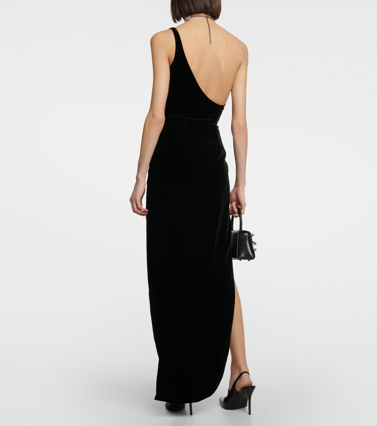 Alessandra Rich One-shoulder velvet maxi dress Alessandra Rich