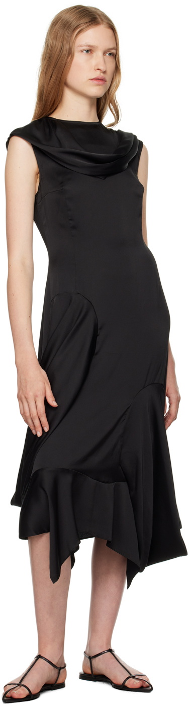J.Kim Black Basque Vaza Midi Dress