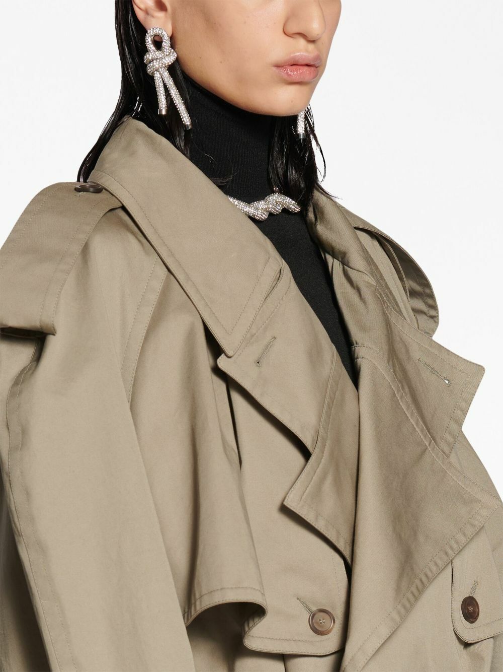 BALENCIAGA - Short Cotton Trench Coat Balenciaga