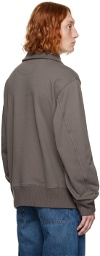Solid Homme Gray Half-Zip Sweatshirt