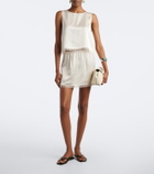 Leset Barb lace-trimmed satin miniskirt