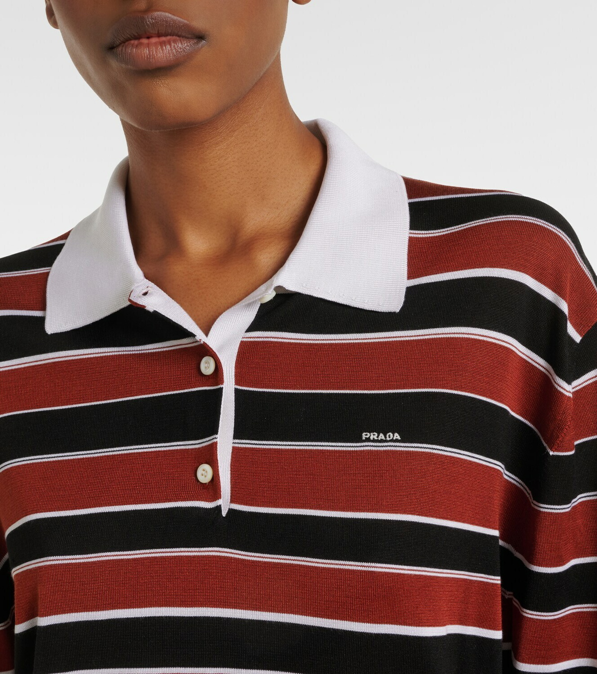 Prada Striped silk polo shirt