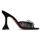 Amina Muaddi Black Rosie Lace Slipper 95 Heeled Sandals