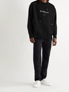 GIVENCHY - Embellished Logo-Print Fleece-Back Cotton-Jersey Sweatshirt - Black