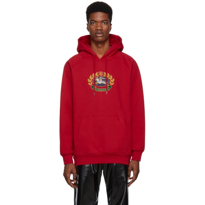Photo: Burberry Red Embroidered Archive Logo Hoodie