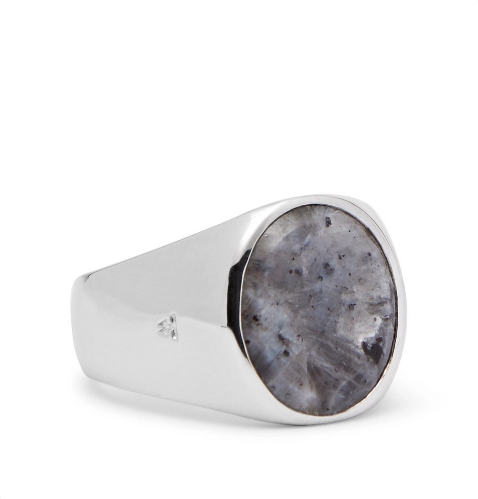 Tom Wood - Polished Sterling Silver Larvikite Ring - Silver Tom Wood