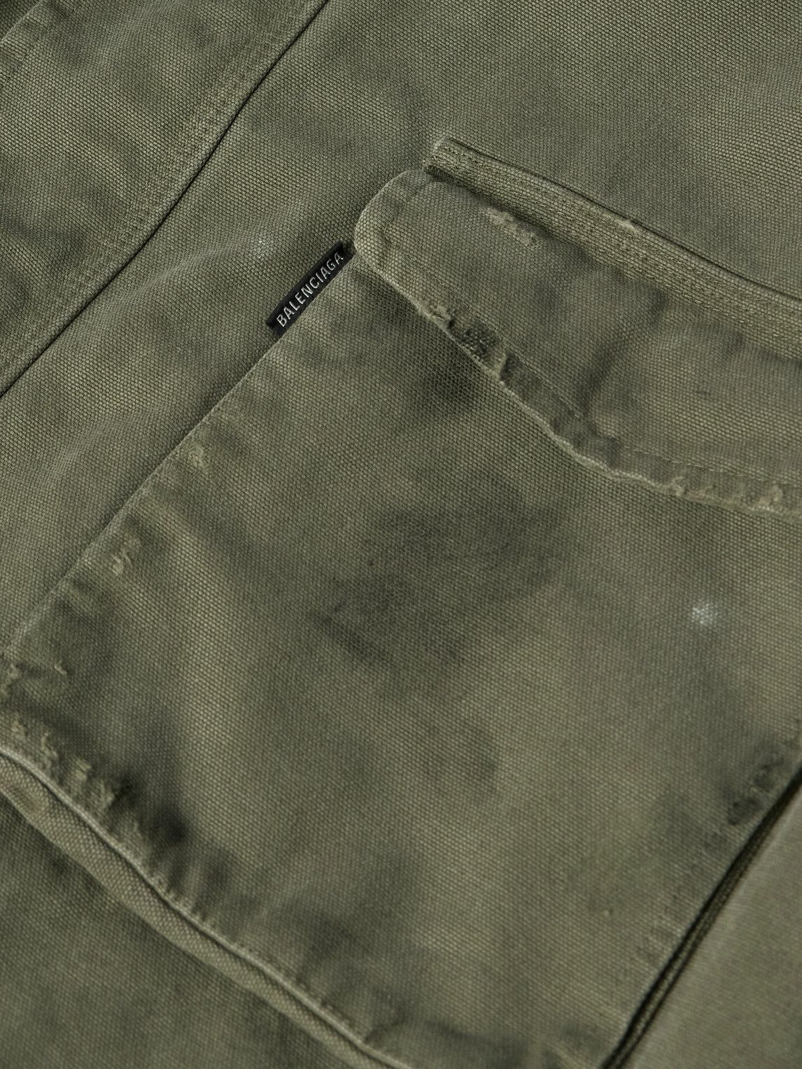 Balenciaga - Distressed Cotton-Canvas Coat - Green