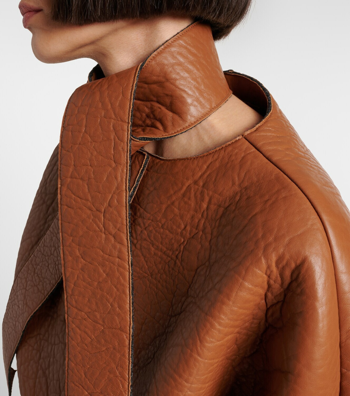 Prada Scarf-detail leather jacket