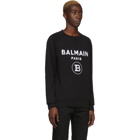 Balmain Black Flocked Logo Sweater
