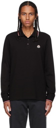 Moncler Black Tricolor Long Sleeve Polo