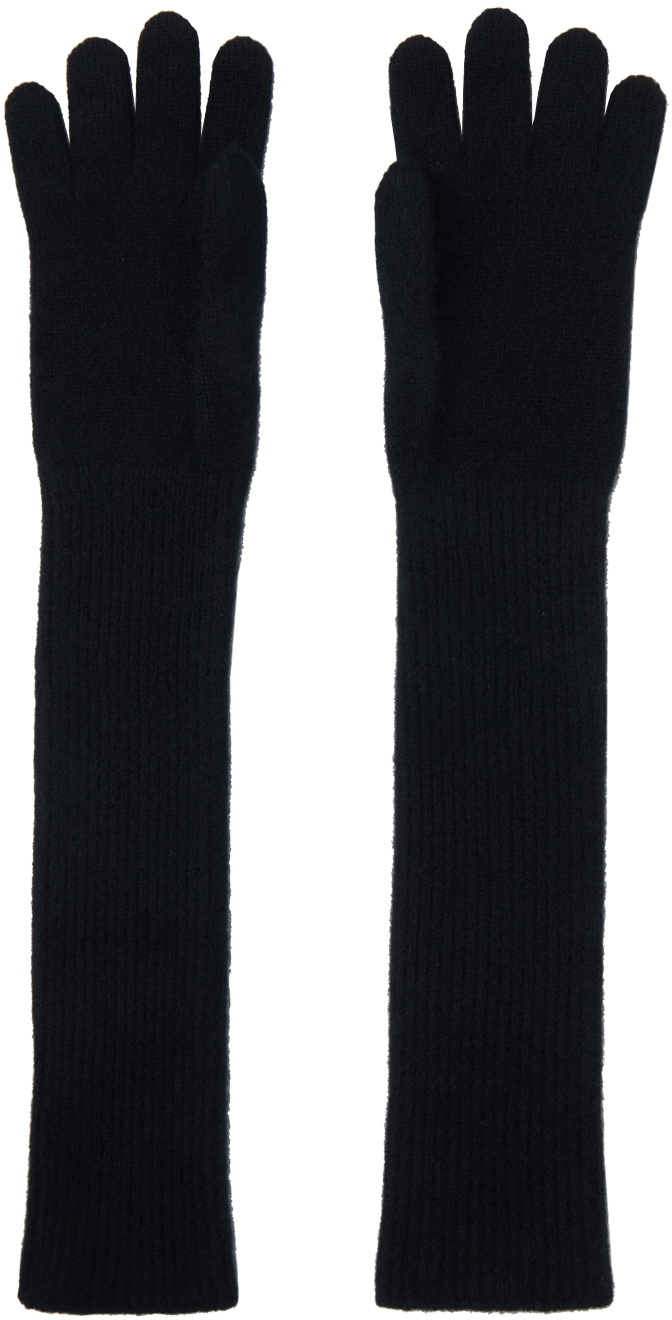 AURALEE Black Baby Cashmere Knit Long Gloves Auralee