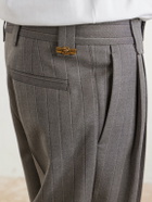 Versace - Pleated Pinstriped Virgin Wool-Twill Trousers - Gray