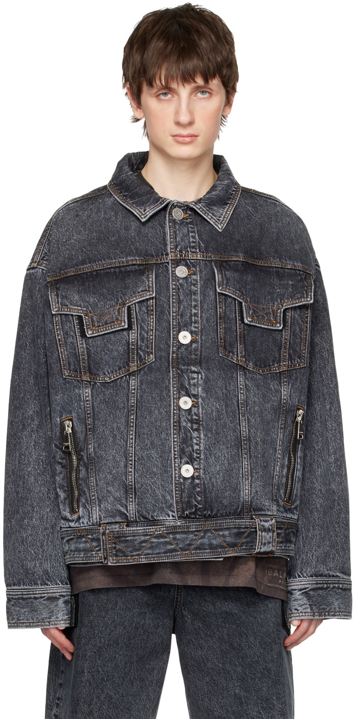 Luxury Black Denim Oversized Coat