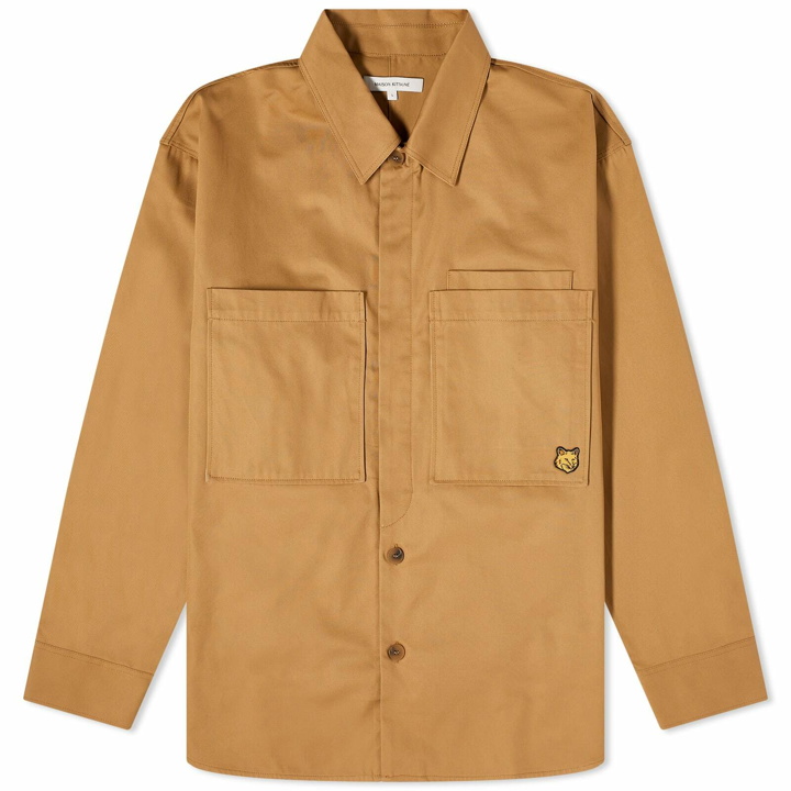 Photo: Maison Kitsuné Men's Tonal Fox Head Patch Overshirt in Beige