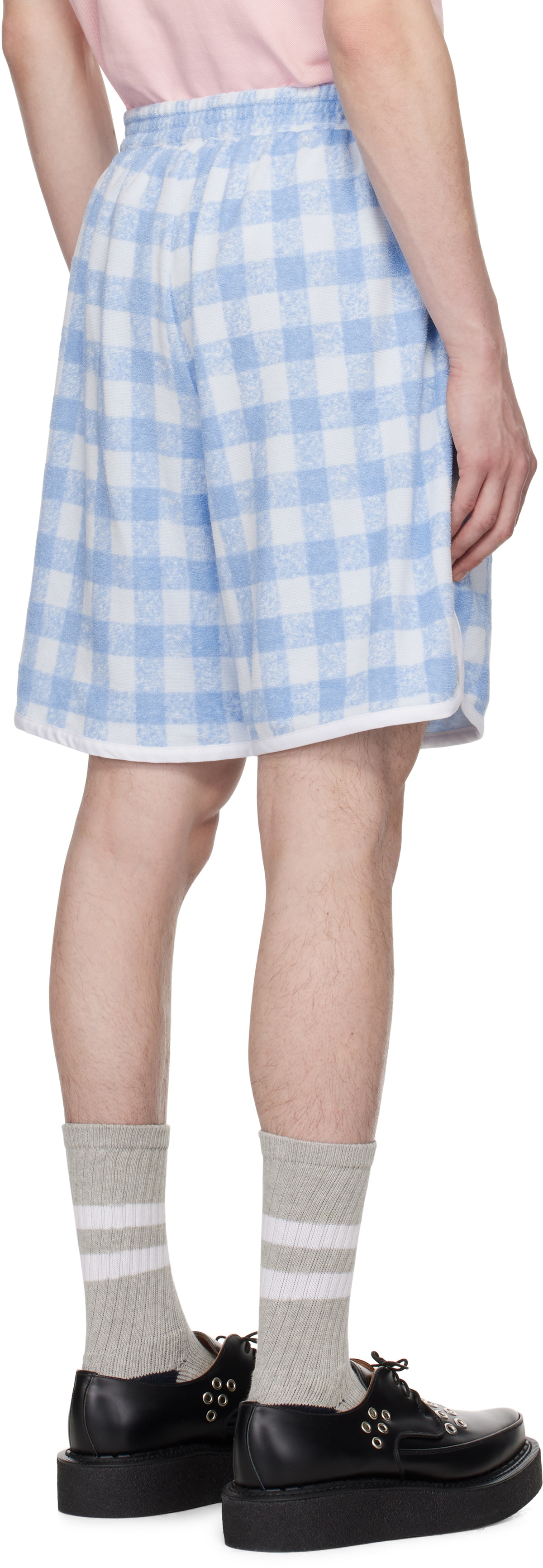 Anna Sui SSENSE Exclusive Blue Gingham Terry Track Boxer Shorts
