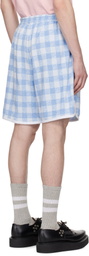 Anna Sui SSENSE Exclusive Blue Gingham Terry Track Boxer Shorts
