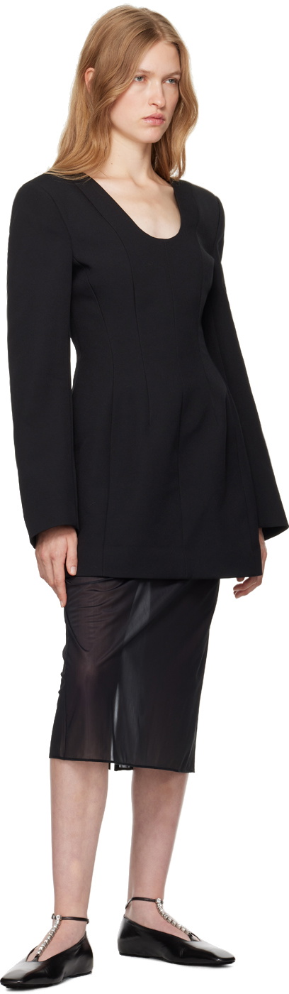 Carven Black Sheer Midi Skirt