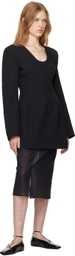Carven Black Sheer Midi Skirt