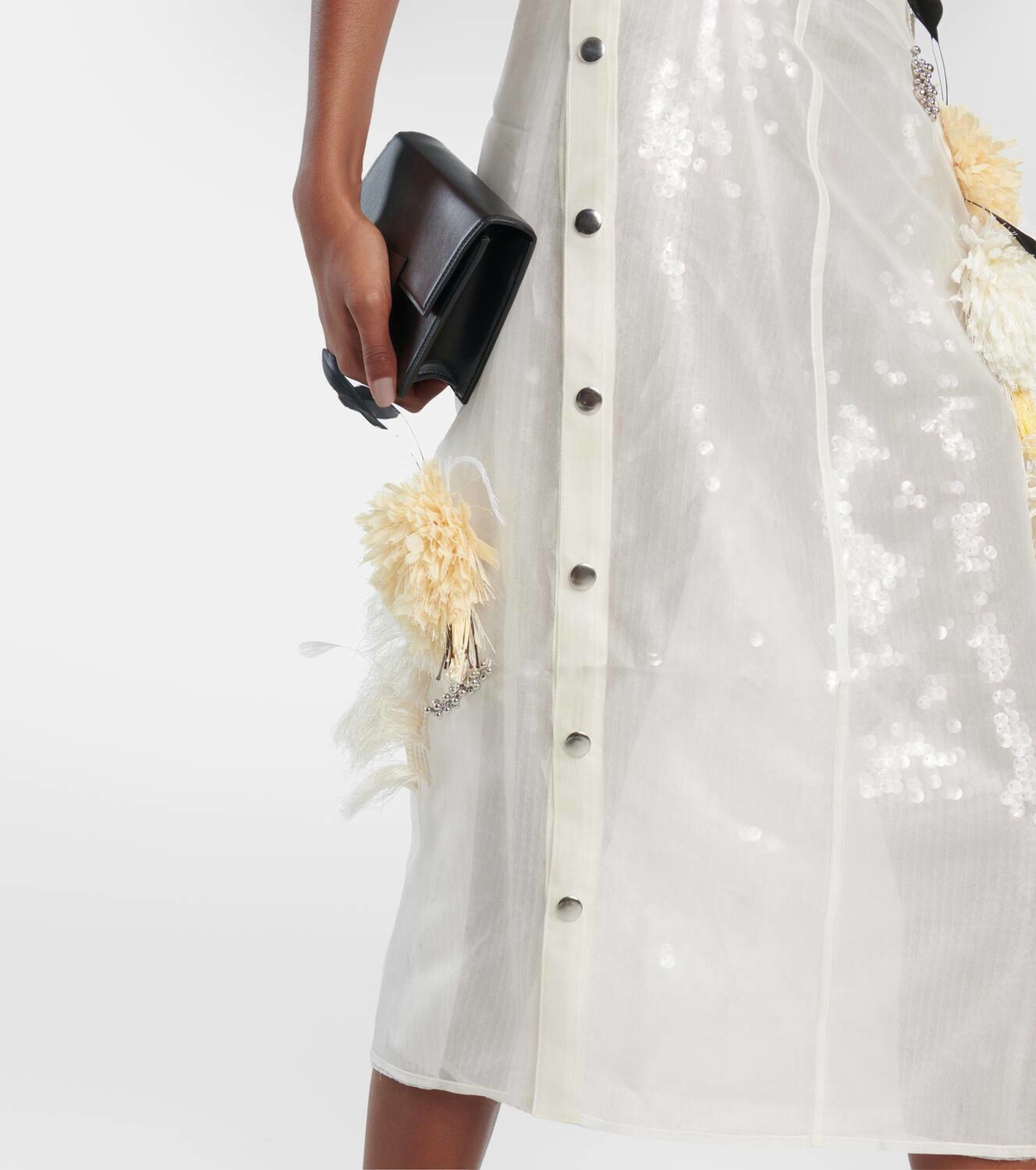 Xu Zhi Appliqué sequined silk midi dress