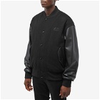 Alexander McQueen Men's Leather Sleeve Bomber Jacket in Black