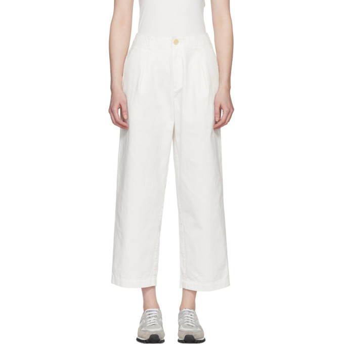 Photo: Blue Blue Japan White Cotton One Tuck Work Trousers