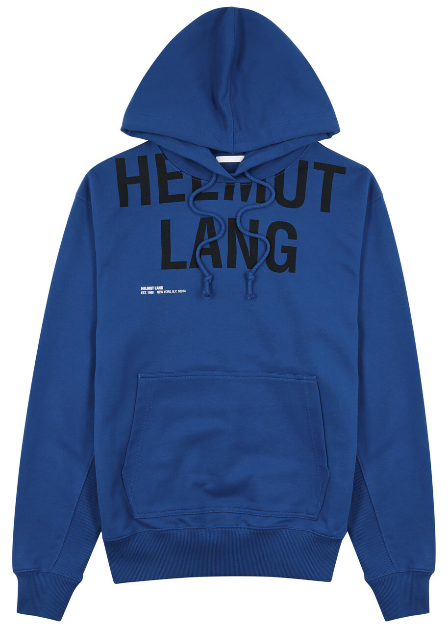 Helmut Lang Logo-print Hooded Cotton Sweatshirt Blue
