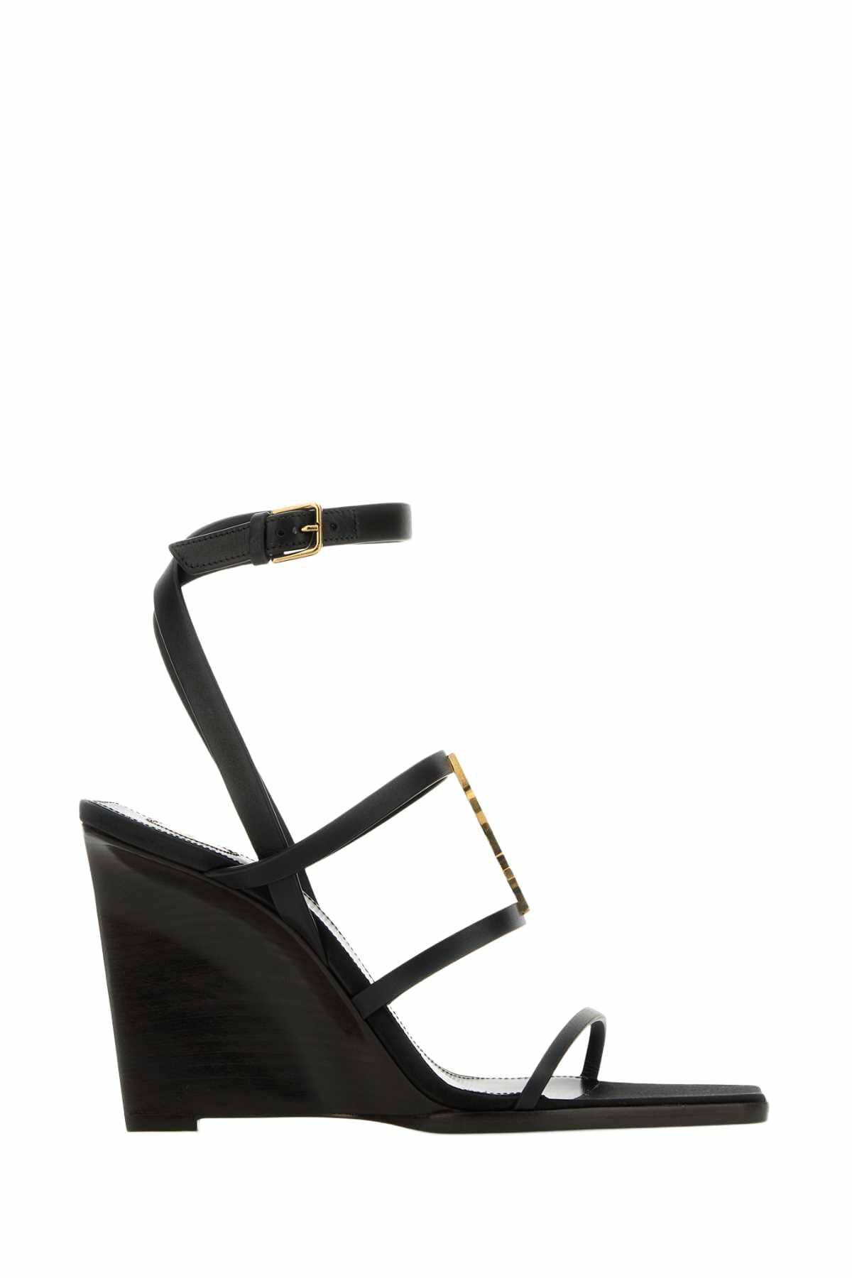 Saint Laurent Burgundy Leather Miller Wedges Saint Laurent