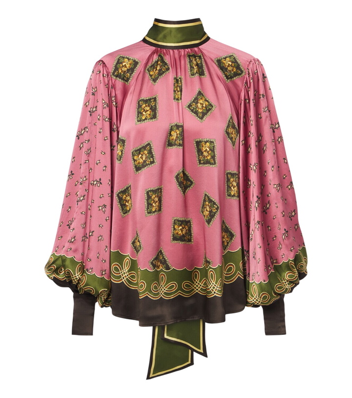 Photo: Alémais Lacey floral tie-neck silk satin blouse