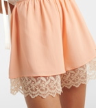 Simone Rocha Lace-trimmed satin shorts