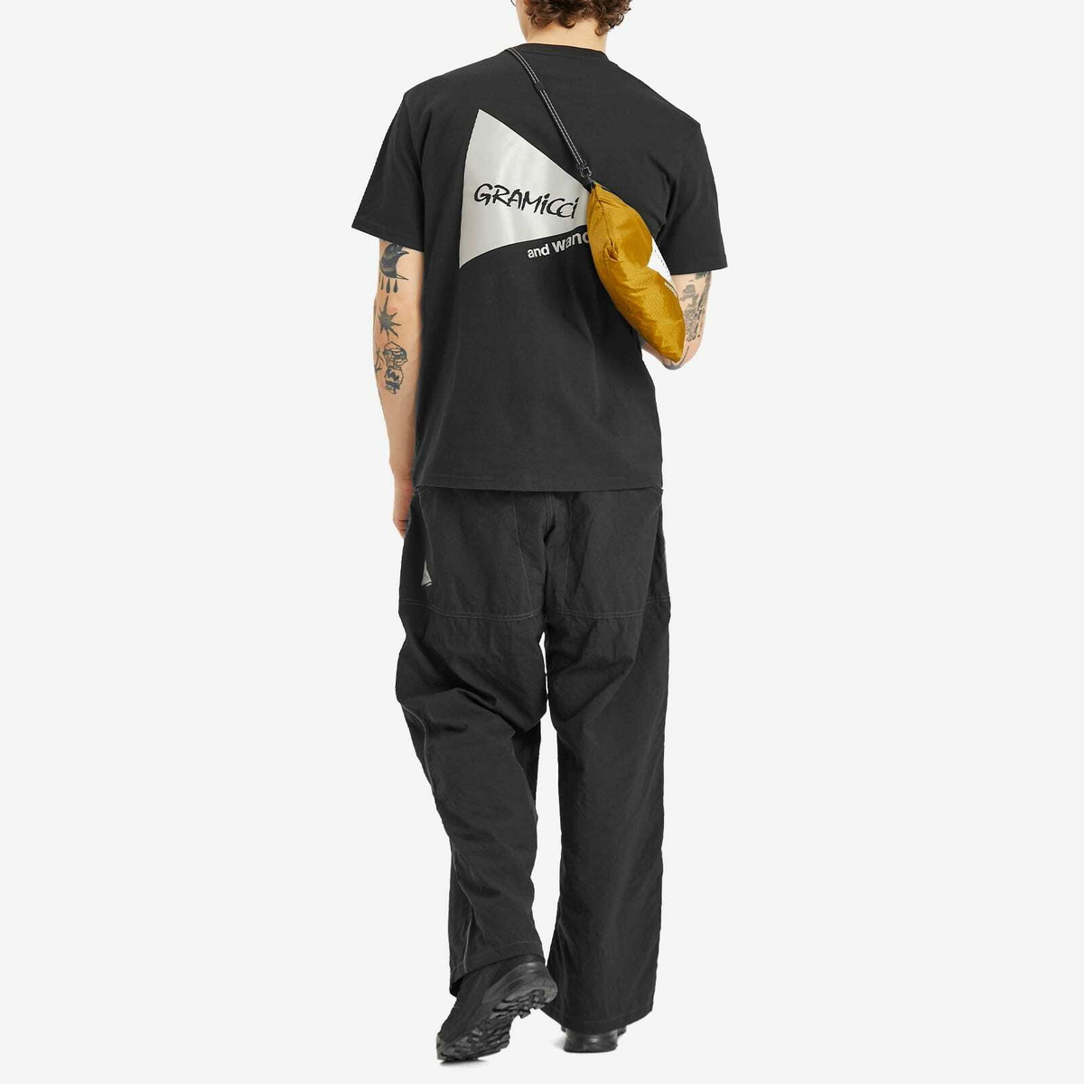 Gramicci Men's x and wander Nylon Double Knee Pant in Black Gramicci
