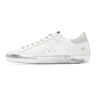 Golden Goose White and Silver Superstar Sneakers