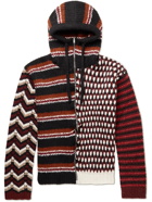 Marni - Patchwork Intarsia-Knit Zip-Up Hoodie - Red