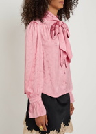 Rixo Evanora Floral-jacquard Satin Blouse Pink