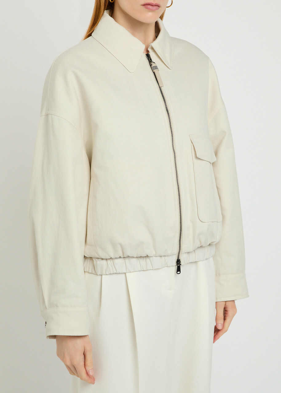 Brunello Cucinelli Padded Cotton-blend Jacket Cream