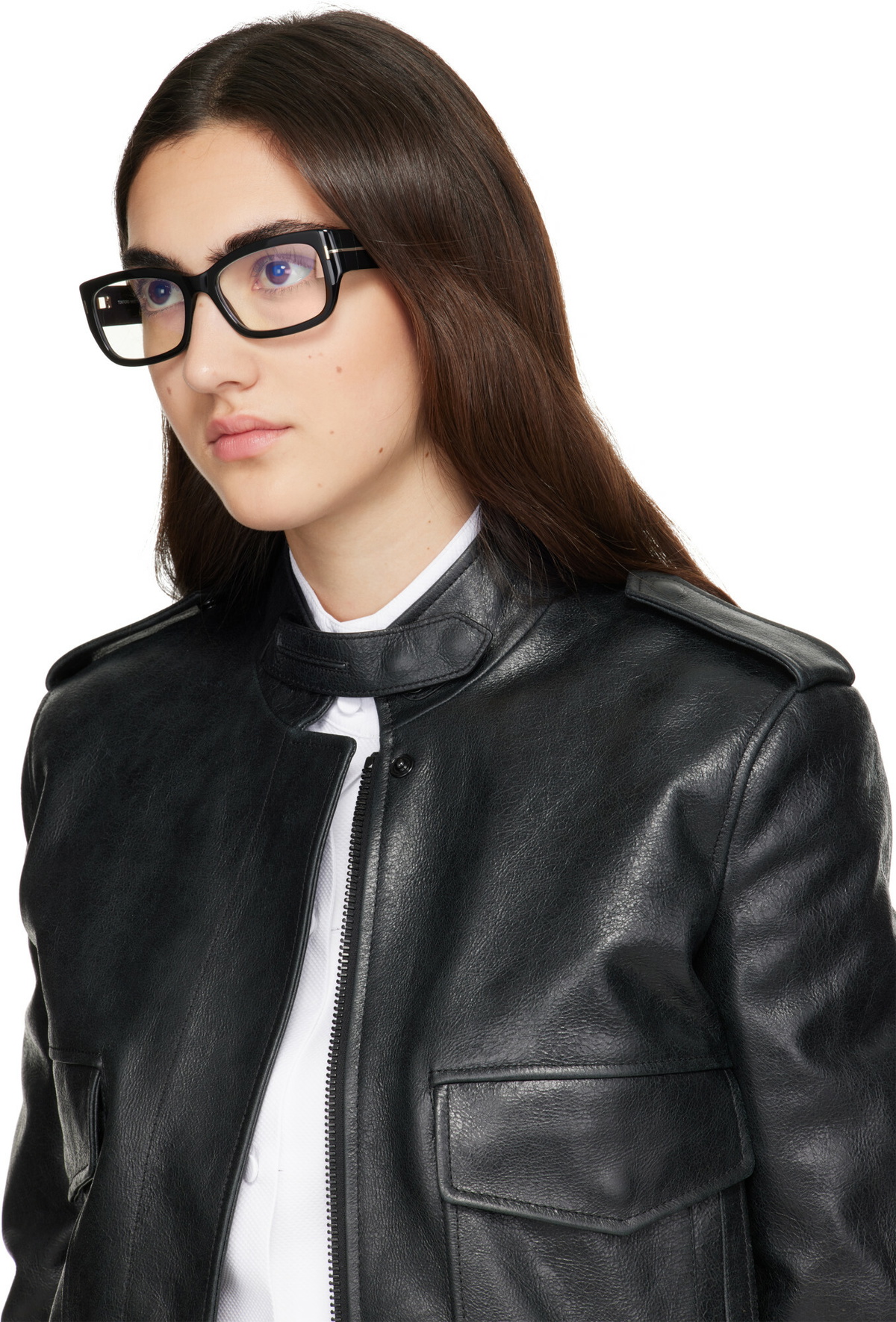 TOM FORD Black Rectangular Blue Light Glasses