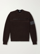 LOEWE - Panelled Zippered Wool-Blend Sweater - Brown