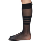 Thom Browne Black 4-Bar Sheer Nylon Knee High Socks